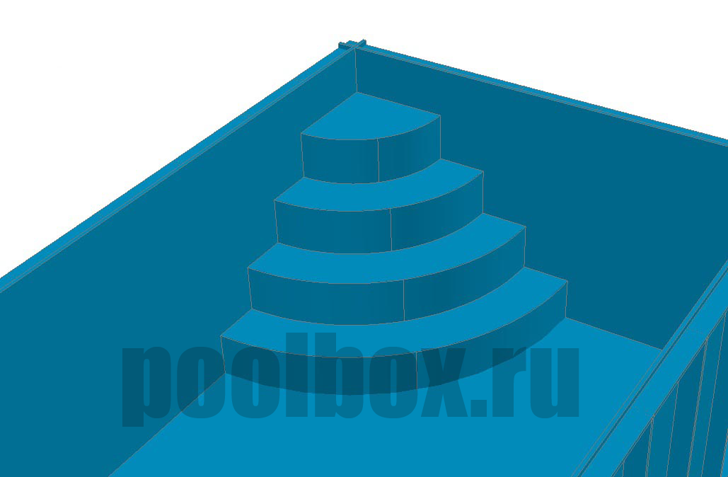 Визуализация – угловая римская лестница из полипропилена